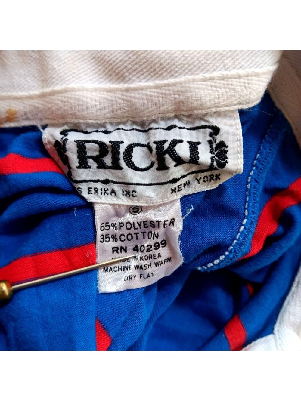 True Vintage Polo Top Small 1980's Rugby Single Stitch Blue/Red Striped Shirt